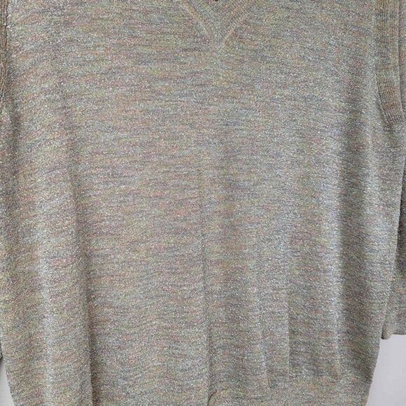 J. Crew Space-Dyed Sparkle Top Lightweight Sweater Metallic Size S - Picture 6 of 9